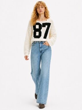 Levi's Ribcage Wide Leg High Rise Jeans 27x32 "Far and Wide" Light Blue Wash NWT